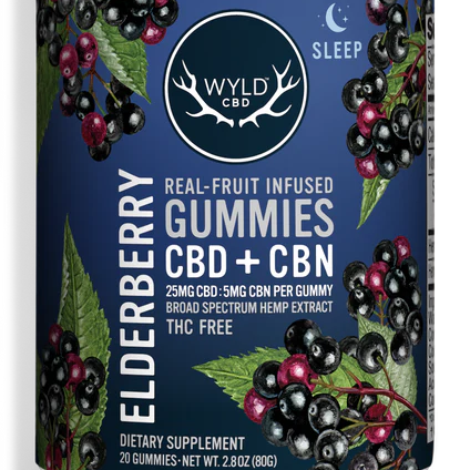WYLD CBD's Elderberry CBN Sleep Gummies Broad Spectrum