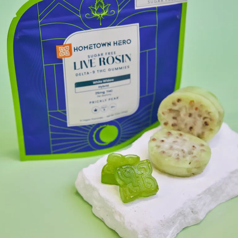 Hometown Hero Prickly Pear 25mg/pc Live Rosin Hybrid Gummies (Sugar Free)