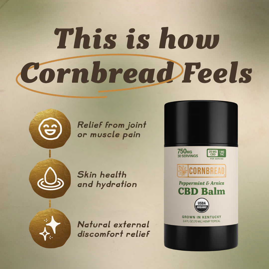 CORNBREAD CBD Balm 750mg CBD 1mg THC Now Available!