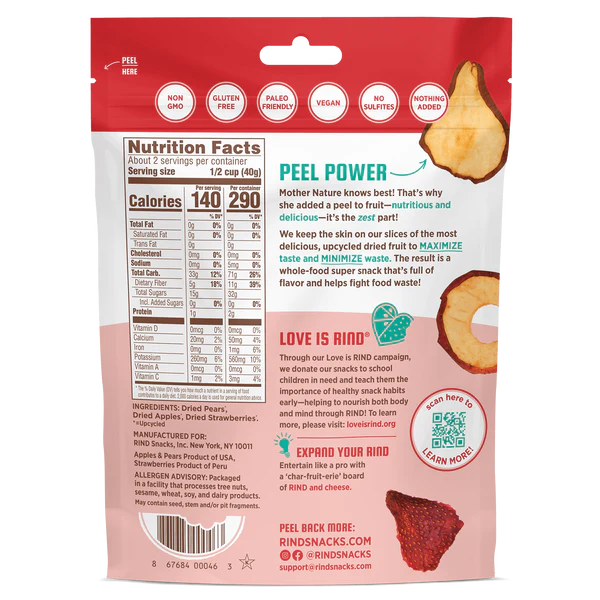 RIND’s Chewy Straw-Peary Blend, Skin-On Dried Fruit
