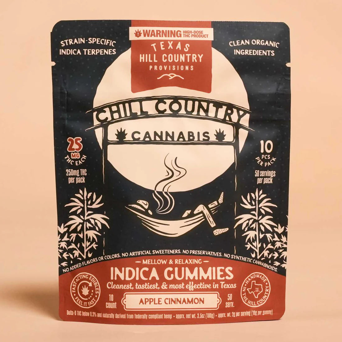 Chill Country's 25mg/pc Delta 9 Fast Acting Apple Cinnamon Gummies 10ct Bag