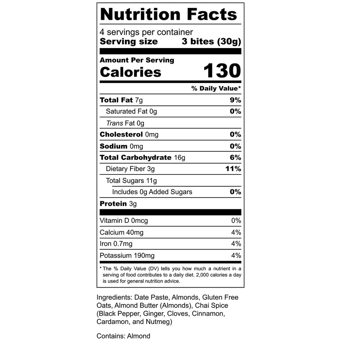 AMG snacks Energy Bites Almond Chai