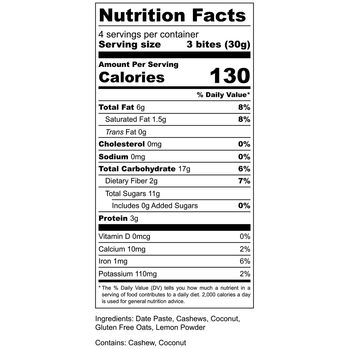AMG snacks Energy Bites Lemon Coconut