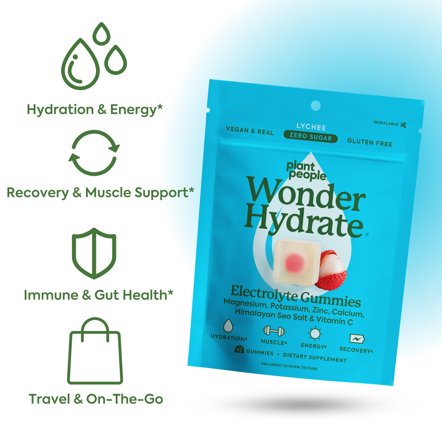 Plant People Wonder Hydrate Gummies 30 Day Bag